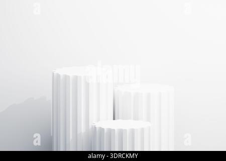 Cylindres 3d blancs sur un fond clair et propre Banque D'Images