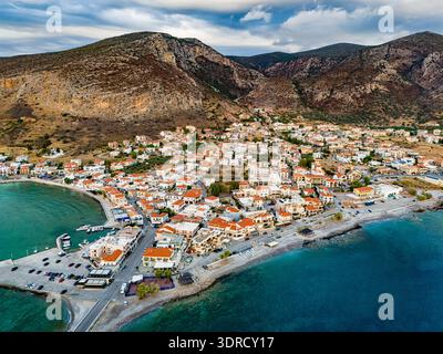 Vue aérienne de Monemvasia, une ville de Laconie, Grèce. Banque D'Images