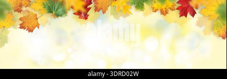 Arrière-plan bokeh d'automne avec des feuilles vibrantes et colorées avec un grand espace de copie Banque D'Images