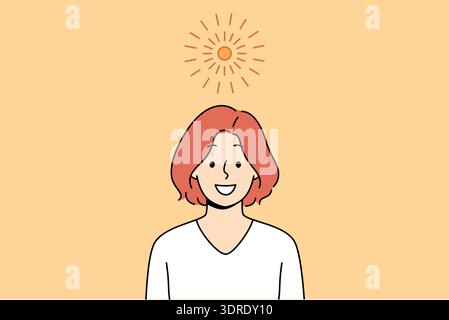 Soleil brillant sur la femme profitant du beau temps et du début de la saison d'été après l'hiver froid Banque D'Images