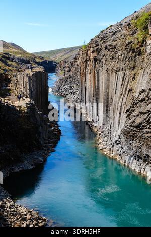 Explorez la beauté époustouflante du canyon Studlagil en Islande avec ses superbes colonnes de basalte Banque D'Images