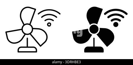 Icônes minimalistes d'un ventilateur sans fil en noir et blanc, parfait pour représenter la technologie moderne et la circulation de l'air dans divers projets de conception numérique Illustration de Vecteur