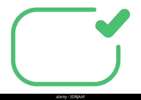 Coche verte dans une boîte rectangulaire arrondie sur fond blanc Illustration de Vecteur