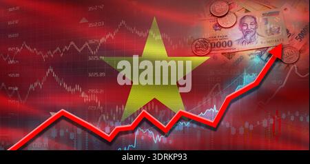 Croissance financière du Vietnam sur le graphique de marché. La croissance économique du Vietnam sur le graphique financier Banque D'Images