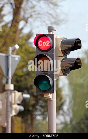 Feu de circulation sur CO2 rouge Banque D'Images