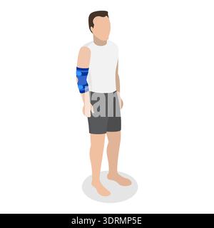 Vecteur plan isométrique 3D illustration conceptuelle de la réadaptation après traumatisme Banque D'Images
