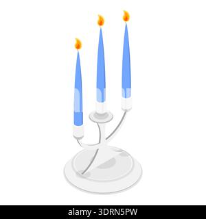 Ensemble plat isométrique 3D de chandeliers, bougies rétro. Point 1 Banque D'Images