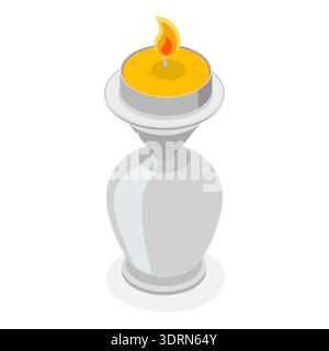 Ensemble plat isométrique 3D de chandeliers, bougies rétro. Point 2 Banque D'Images