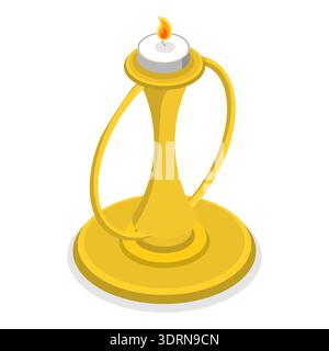 Ensemble plat isométrique 3D de chandeliers, bougies rétro. Point 3 Banque D'Images