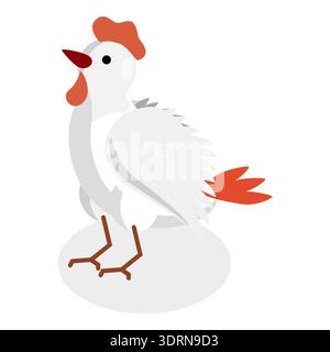 Ensemble de vecteur plat isométrique 3D de poulets Banque D'Images