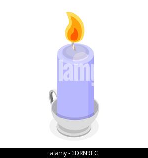 Ensemble plat isométrique 3D de chandeliers, bougies rétro. Point 4 Banque D'Images