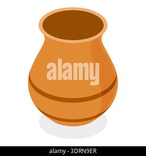 Ensemble plat isométrique 3D d'articles en céramique vintage, poterie argile. Point 2 Banque D'Images