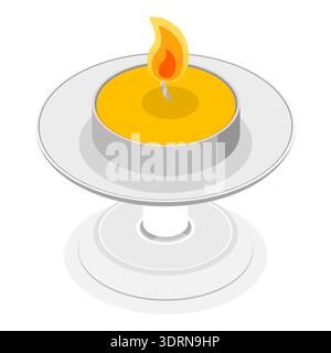 Ensemble plat isométrique 3D de chandeliers, bougies rétro. Point 5 Banque D'Images