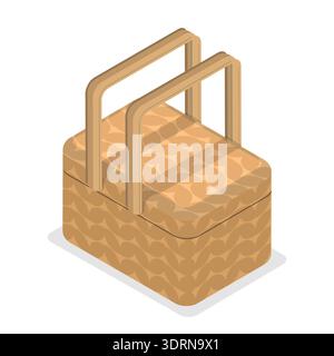 Ensemble de paniers vectoriels plats isométriques 3D. Banque D'Images