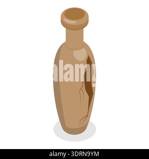 Ensemble plat isométrique 3D de poterie antique, céramique de musée. Point 1 Banque D'Images