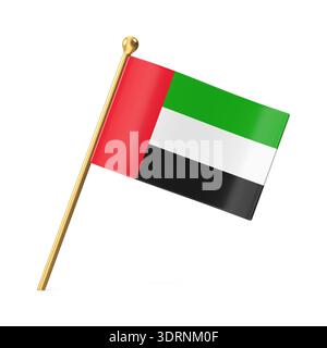 Drapeau des Émirats arabes Unis sur le pôle d'or Banque D'Images