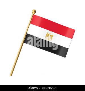 Drapeau national égyptien sur le pôle d'or Banque D'Images