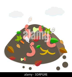 Illustration vectorielle plate isométrique 3D du compost Banque D'Images