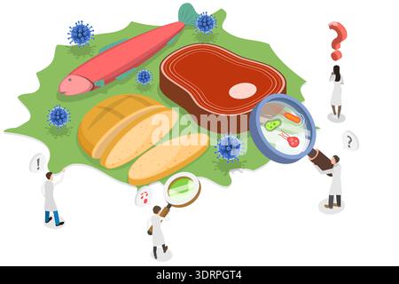 Illustration vectorielle plate isométrique 3D des aliments endommagés Banque D'Images