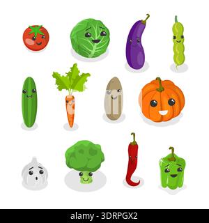 Illustration vectorielle plate isométrique 3D de légumes Banque D'Images