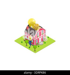 Illustration conceptuelle 3D isométrique plate de Sustainability Banque D'Images