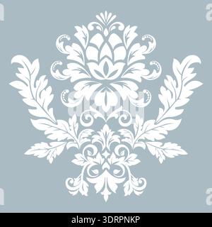 Ornement graphique Damas. Élément de design floral. Motif vectoriel bleu Illustration de Vecteur