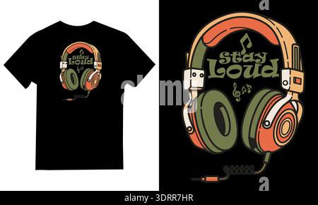 Rétro Music Lover Quote typographie Print Design Illustration de Vecteur