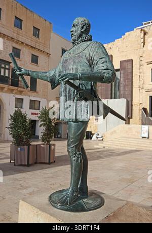 Statue de Jean de Vallette, 49e Grand Maître de l'ordre de Malte, la Valette Banque D'Images