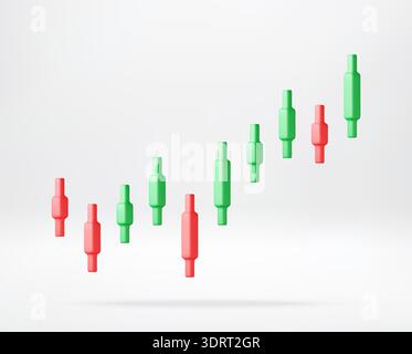 Graphique 3D en chandelier financier vert et rouge Illustration de Vecteur