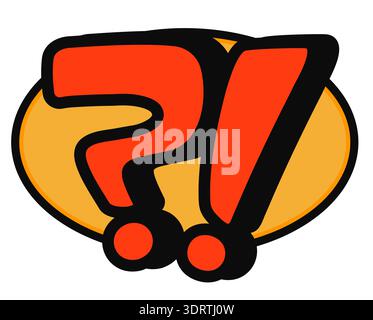 Motif rouge gras d'exclamation et de point d'interrogation sur fond jaune Illustration de Vecteur