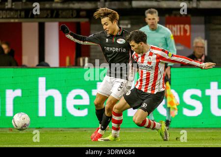 Rotterdam, pays-Bas. 17 février 2026. ROTTERDAM, PAYS-BAS - 17 FÉVRIER : Koki Ogawa de NEC Nijmegen, Pelle Clément de Sparta Rotterdam lors du match néerlandais Eredivisie entre Sparta Rotterdam et NEC Nijmegen à Het Kasteel le 17 février 2026 à Rotterdam, pays-Bas. (Photo de Broer van den Boom/Orange Pictures) crédit : Orange pics BV/Alamy Live News Banque D'Images
