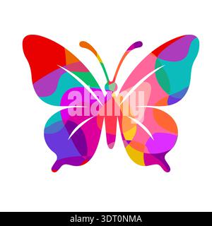 simple papillon coloré. Dessiné à la main. Pas ai, illustration vectorielle. Illustration de Vecteur