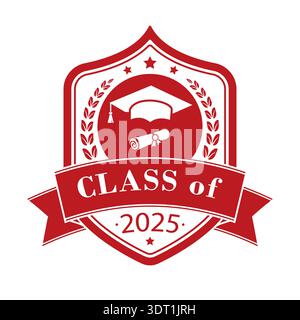 Classe de 2025. Un modèle de médaillon pour diplômes, certificats, cartes d'identité, sites Web et applications. L'idée de design créatif Illustration de Vecteur