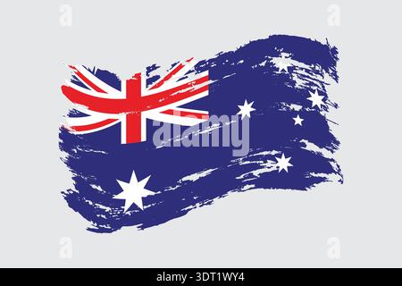 Drapeau grunge peint au pinceau de l'Australie. Drapeau de brosse sèche abstrait sur fond isolé Illustration de Vecteur