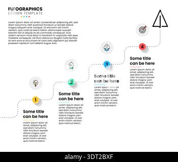 Modèle d'infographie avec icônes et 4 options ou étapes. Ligne. Peut être utilisé pour la mise en page de flux de travail, le diagramme, la bannière, la conception Web. Illustration vectorielle Illustration de Vecteur