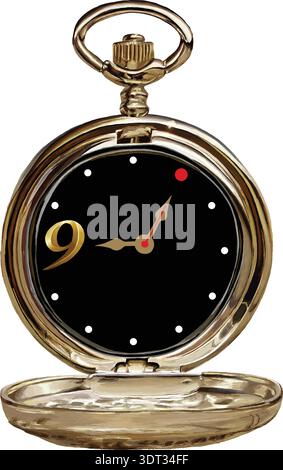Illustration vectorielle d'une vieille montre de poche montrant l'heure de la mort de Atatürk le 10 novembre : 9h05. Illustration de Vecteur