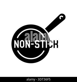 Icône plate noire antiadhésive pour les projets numériques et imprimés. Produit PFAS. Icônes nettes minimales pour les applications et les sites Web. Icônes simples modernes pour l'interface utilisateur Illustration de Vecteur