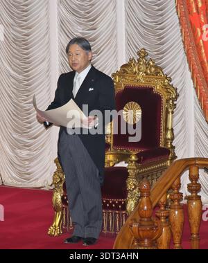 Tokyo, Japon. 20 février 2026. L'empereur japonais Naruhito déclare officiellement l'ouverture de la session de la Diète spéciale 221 à la Diète nationale à Tokyo, Japon, le vendredi 20 février 2026. Photo de Keizo Mori/UPI crédit : UPI/Alamy Live News Banque D'Images
