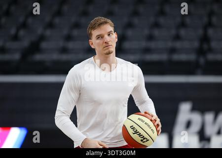 Justuz Hollatz (FC Bayern Basketball, #21), GER, FC Bayern Basketball, entraînement, basketball, BBL Pokal, BMW TOP FOUR, saison 2025/2026, 20.02.2026, Foto : Eibner-Pressefoto/Jenni Maul Banque D'Images
