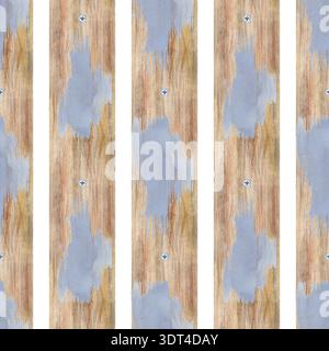 Motif vertical sans couture avec des planches en bois et des coups de peinture grise sur eux. Illustration aquarelle avec les outils du maître sur un isolé Banque D'Images