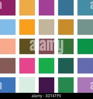 Une grille vibrante de 25 carrés de couleur unie, offrant une palette de couleurs diversifiée et riche pour le design. Illustration de Vecteur
