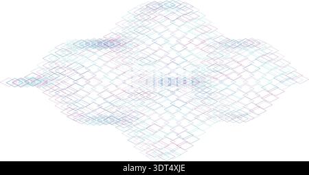 Fond géométrique abstrait vibrant, un kaléidoscope de contours carrés bleu et magenta se chevauchant. Idéal pour la conception numérique moderne, la technologie, bu Illustration de Vecteur