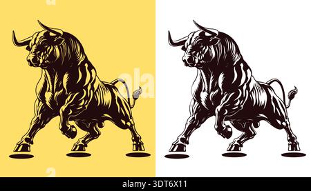 Illustration de logo vectoriel de taureau effrayant Illustration de Vecteur
