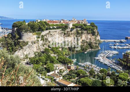 Vue panoramique sur le palais du prince à Monte Carlo en été, Monaco Banque D'Images