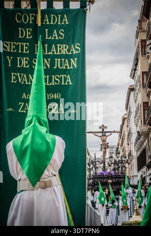 Fotografía Semana Santa Zaragoza 2025. 7 Palabras. Banque D'Images