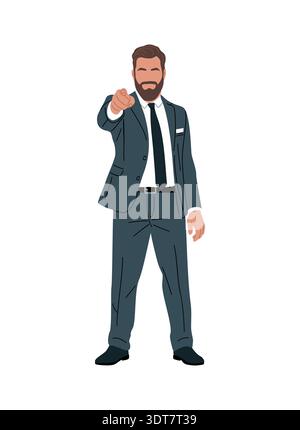 Homme d'affaires adapté pointant vers le spectateur Illustration de Vecteur