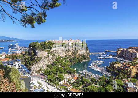 Vue panoramique sur le palais du prince à Monte Carlo en été, Monaco Banque D'Images