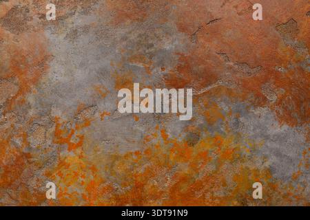 Collage de surfaces texturées dans une palette de couleurs chaudes avec des tons Orange et gris Banque D'Images