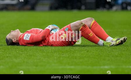 Mariella El Sherif (gardienne de but, gardienne de but, SV Werder Brême, 39) allongée blessée au sol, blessée, douloureuse au visage, LA RÉGLEMENTATION DFB INTERDIT TOUTE UTILISATION DE PHOTOS COMME IMAGES DE SÉQUENCES ET/OU SÉRIES DE PHOTOS DE TYPE VIDÉO. RÈGLEMENT DFB PROHIBI Banque D'Images