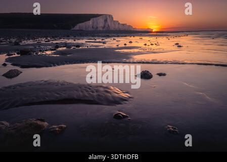 Seven Sisters sunrise on the Sussex coast Banque D'Images